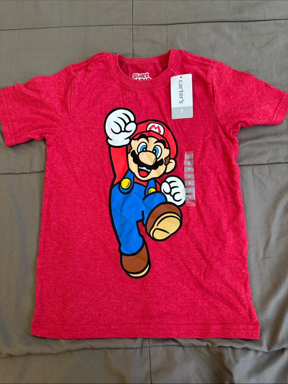Carter's Red Super Mario Graphic Tee with Blue Overalls